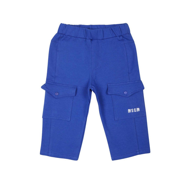 Baby Boys Blue Embroidered-Logo Trouser