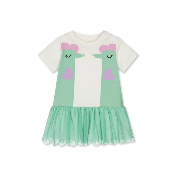 Baby Girls White Cotton Seahorse Dress