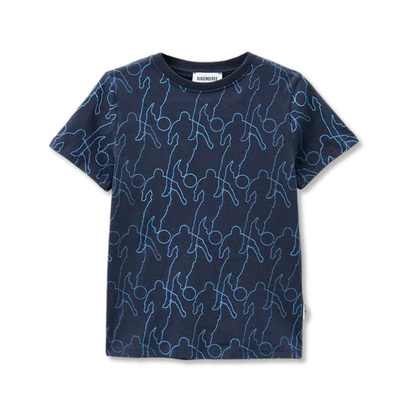 Boys Navy Blue Allover Logo-Print T-Shirt