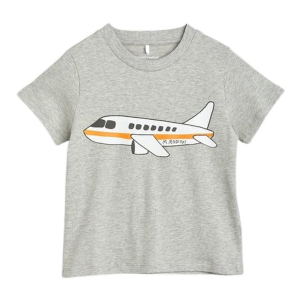 Grey Plane Print T-Shirt For Unisex