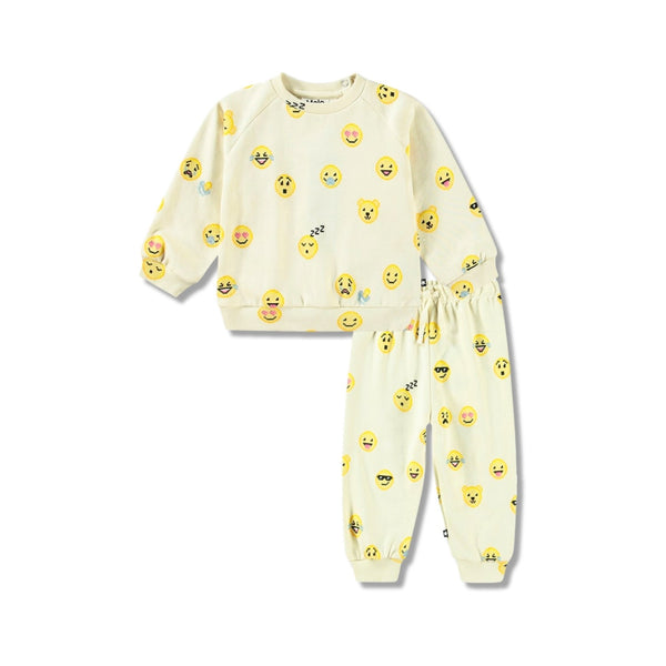 Baby Unisex Ivory Emoji-Print Tracksuit
