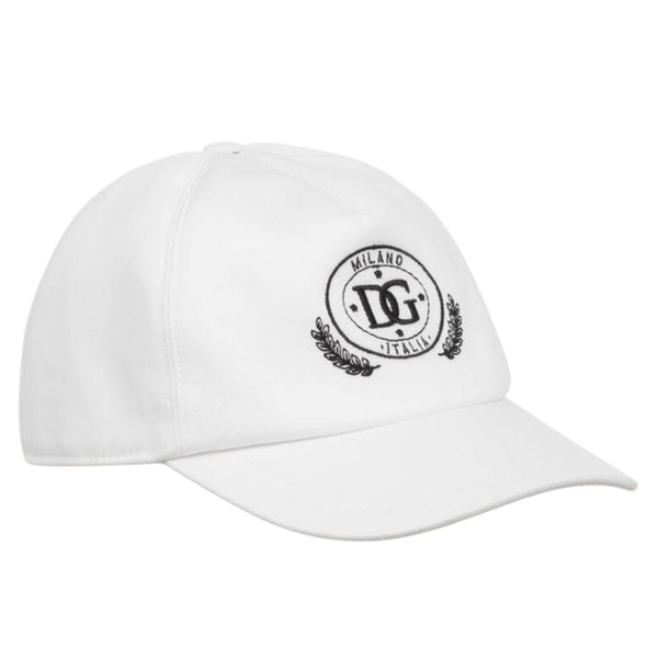 Boys White Twill Logo-Embroidery Cap