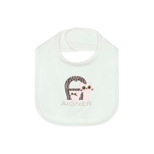 Baby Girls White Logo Bib