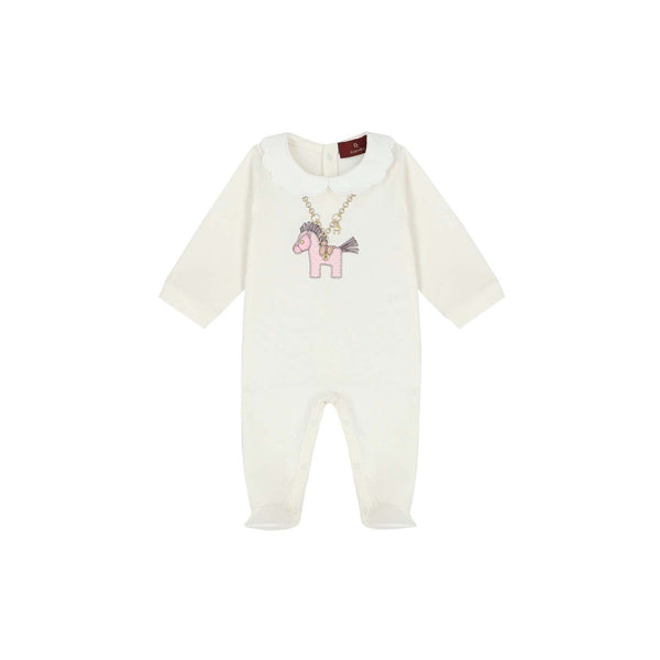 Girls Ivory Cotton Babygrow