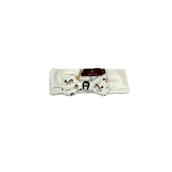Baby Girls White Cotton Logo Headband