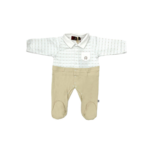 Beige Pima Cotton Babygrow