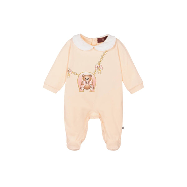 Girls Peach Pima Cotton Babygrow