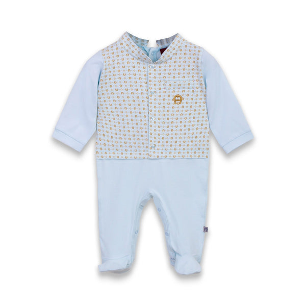 Baby Boys Blue Cotton Babysuit