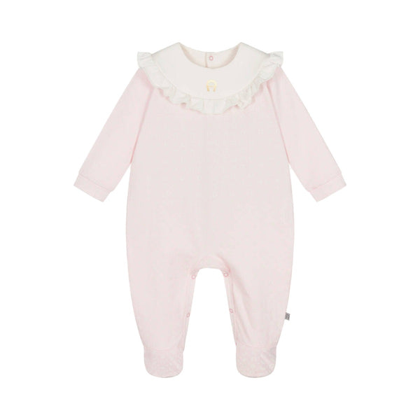 Girls Pink Cotton Ruffle Babygrow