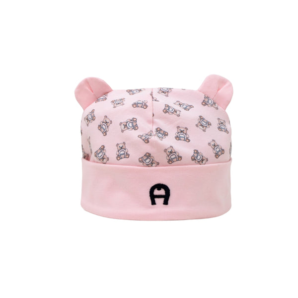 Baby Girls Pink Cotton Bear Logo Hat