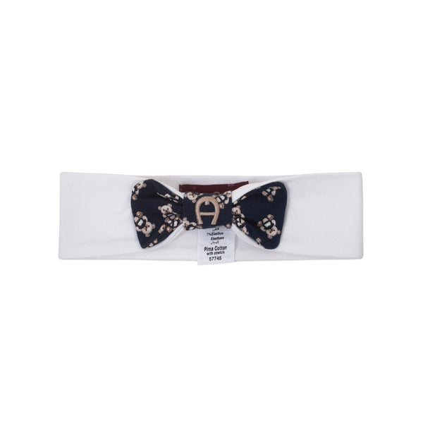 Baby Girls White & Blue Bow Headband