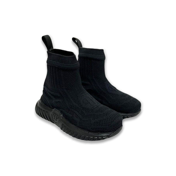 Hi-Top Black Sneakers With Logo