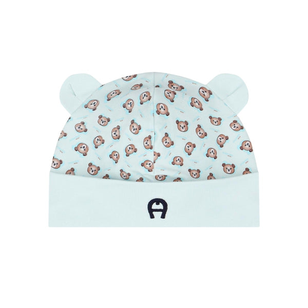 Baby Boys Blue Teddy Bear Logo-Print Hat