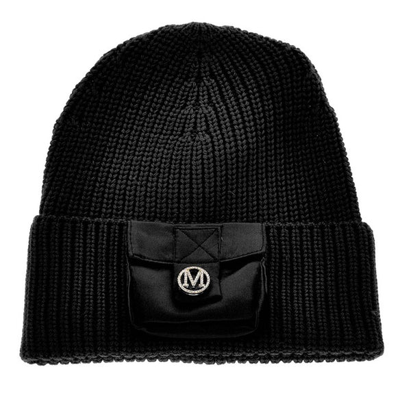 Girls Knitted Black Beanie Hat