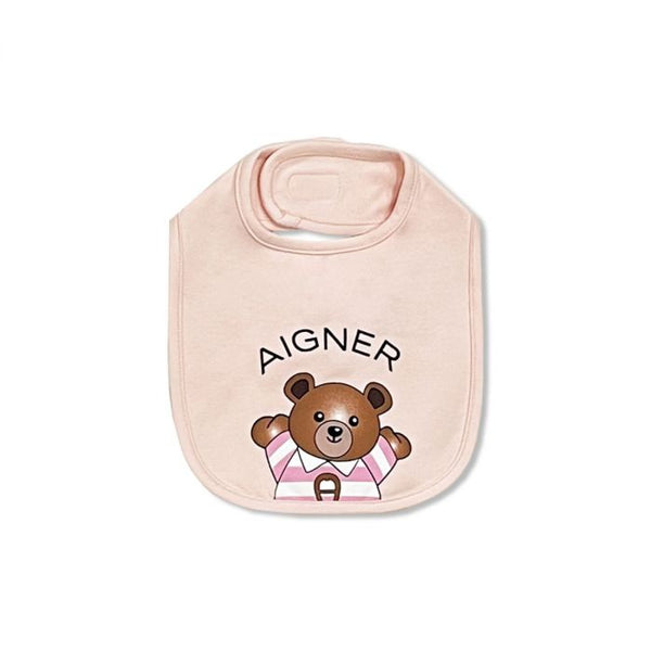 Baby Girls Pink Logo-Print Bib