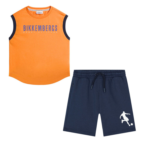 Boys Orange & Blue Sleeeveless Short Set