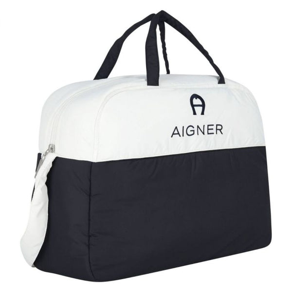 Baby Boys White & Blue Logo-Print Changing Bags