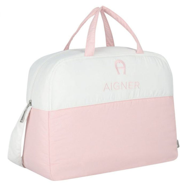 Baby Girls White & Pink Logo-Print Changing Bags