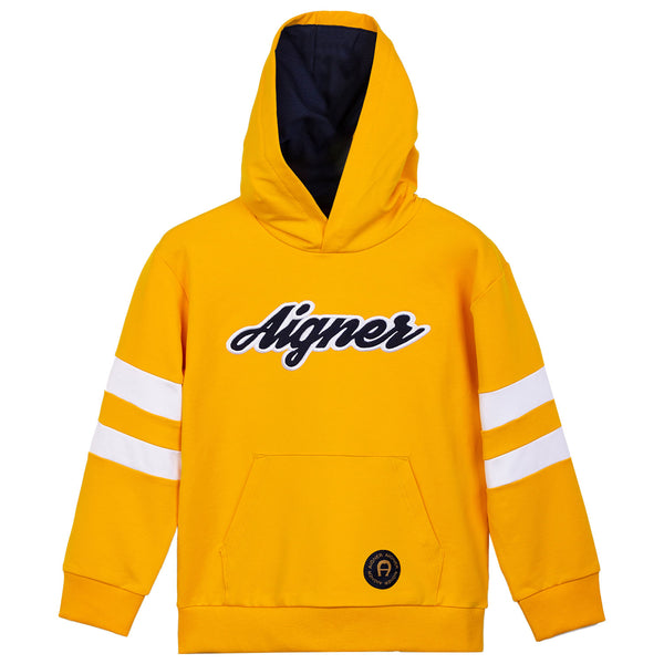 Boys Yellow Logo-Patch Hoodies