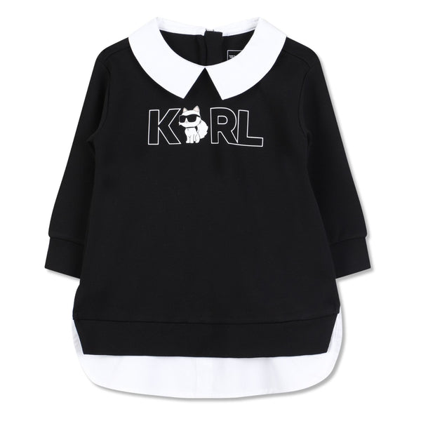 Baby Girls Black Logo-Print Dress