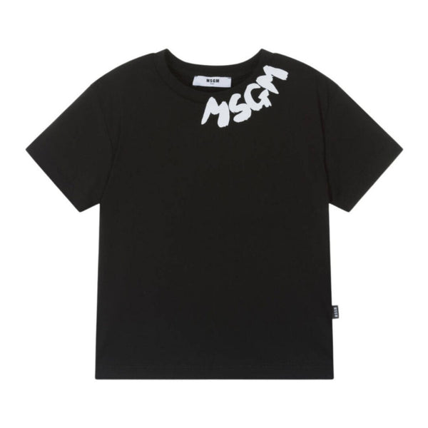 Kids Black Cotton Half Sleeves T-Shirt