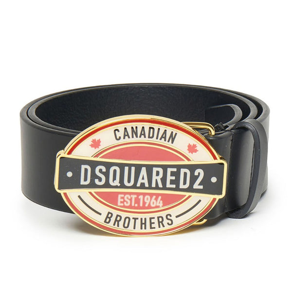 Boys Black Logo-Buckle Leather Belt