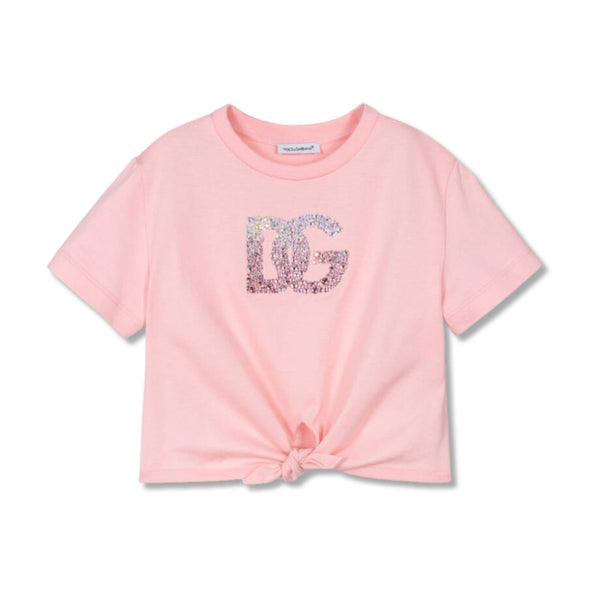 Girls Pink Rhinestone DG Logo T-Shirt