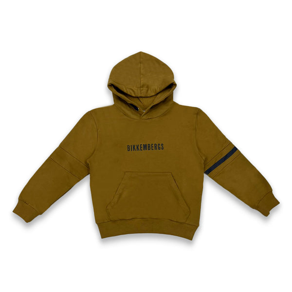 Boys Beige Logo Print Hoodie