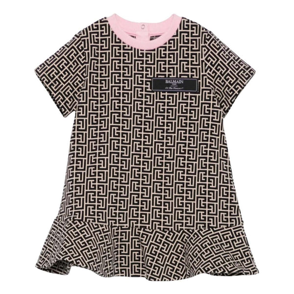 Baby Girls Black & Pink Jacquard Dress Set
