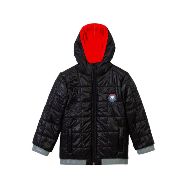 Boys Black Front Zipper Puffer Jacket