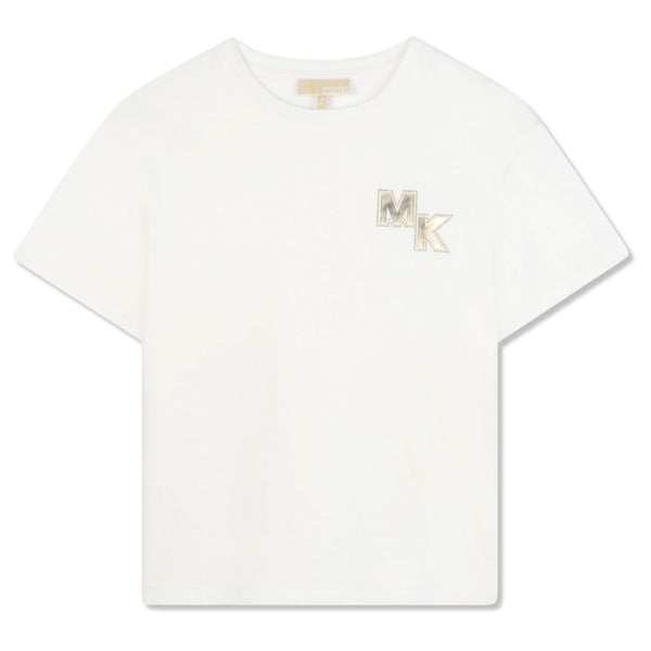 Girls White Logo-Patch T-Shirts