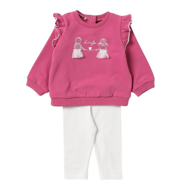 Girls Pink & White Leggings Set