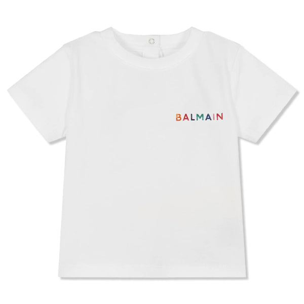 Unisex Baby White Coloured Logo-Print T-shirt