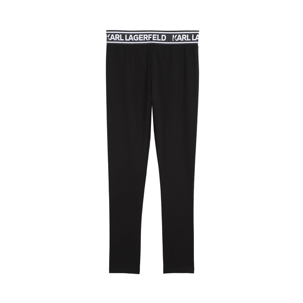 Girls Black Logo-Waistband Leggings