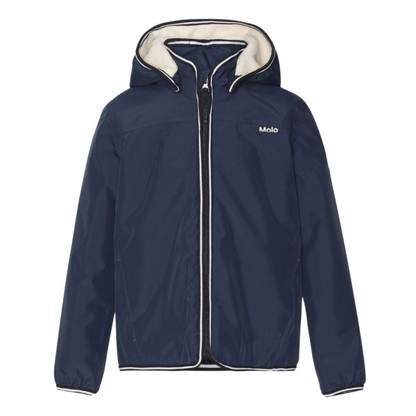 Boys Navy Blue Hooded Jacket In a Waterproof