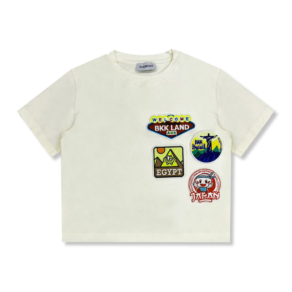 Boys Ivory Logo-Patch Cotton T-Shirt