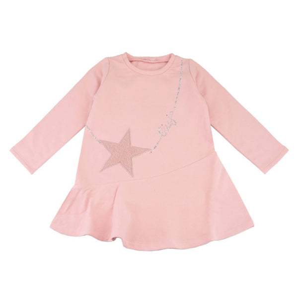 Girls Pink Crystal-Embellished Logo Dress