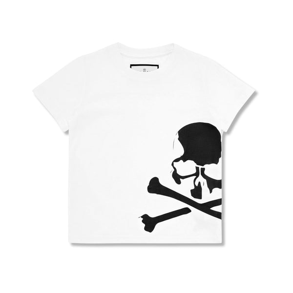 Unisex White Skull & Bones Print T-Shirt