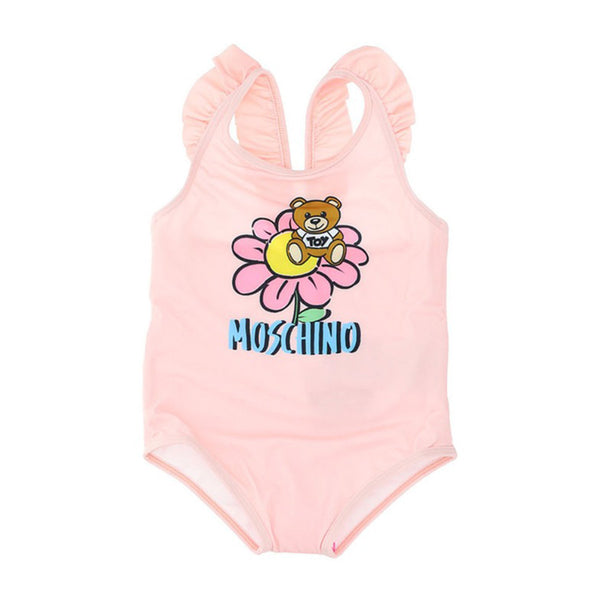Girls Orange Teddy Bear Swimsuit