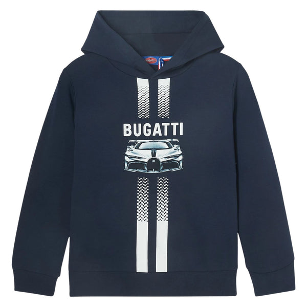 Boys Navy Blue Sports Car-Print Hoodie