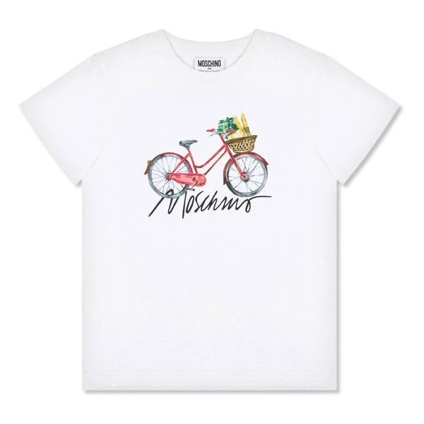 Girls White Bike Cycle-Print T-shirt