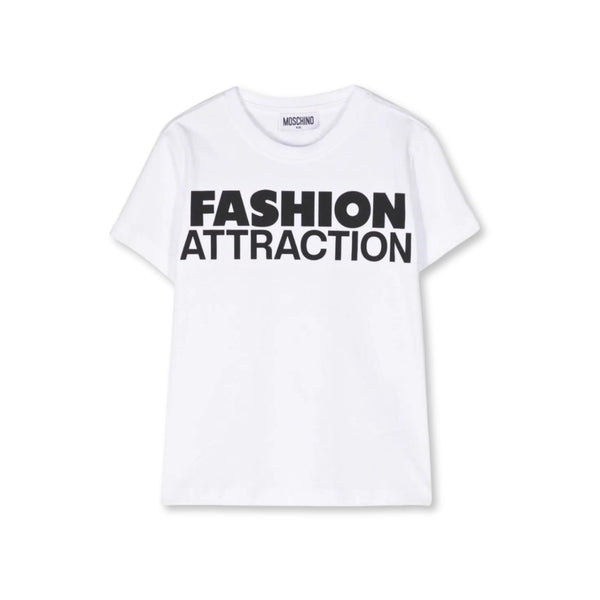 Boys White Slogan-Print Cotton T-shirt