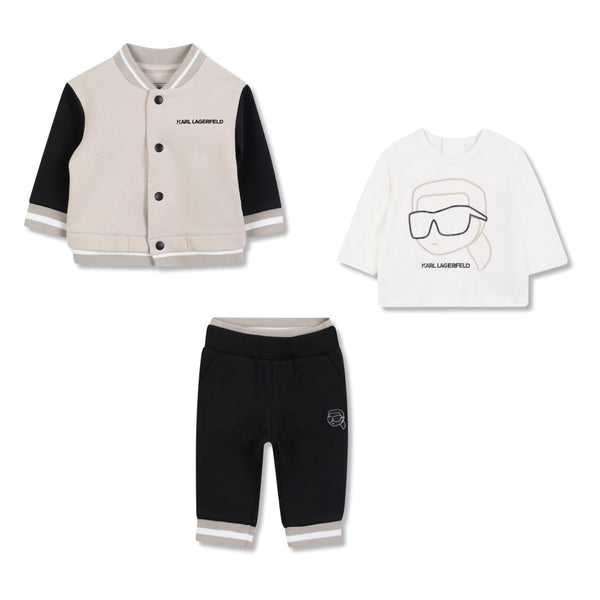 Boys Beige Back Logo-Print Tracksuit