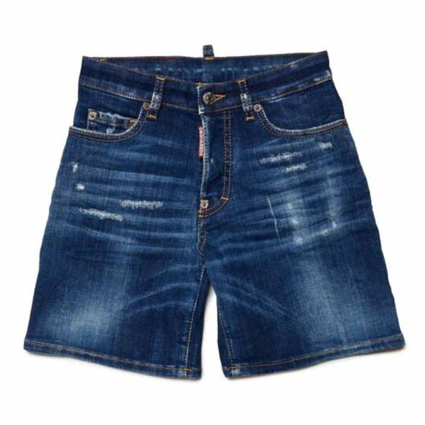 Boys Denim Blue Shorts With Breaks