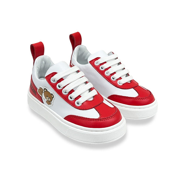 Unisex White & Red Teddy Sneaker