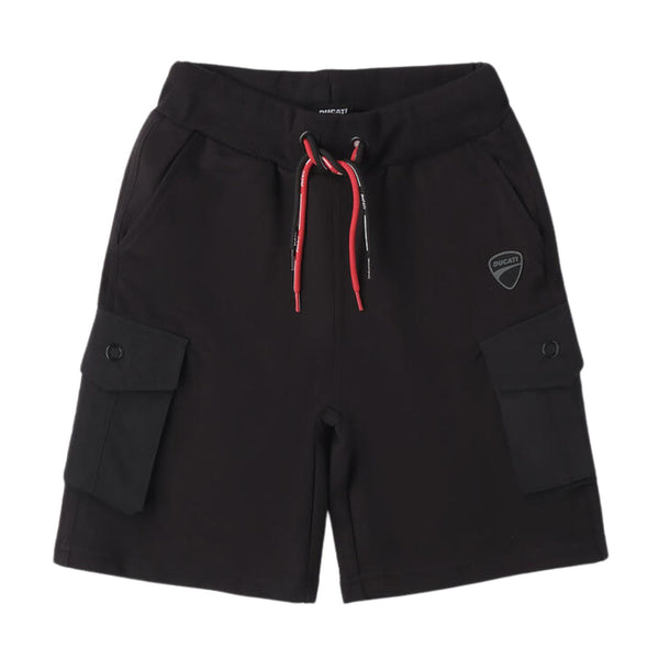 Boys Black Logo Patch Shorts