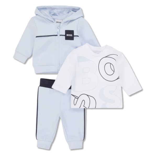 Baby Boys Pale Blue Cotton Tracksuit Set