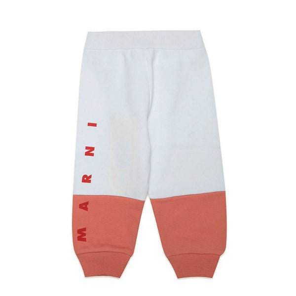 Kids White Colour Block Effect Cotton Trousers