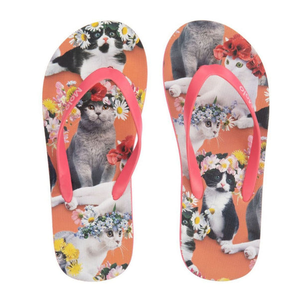 Teen Pink Cat Flip Flops