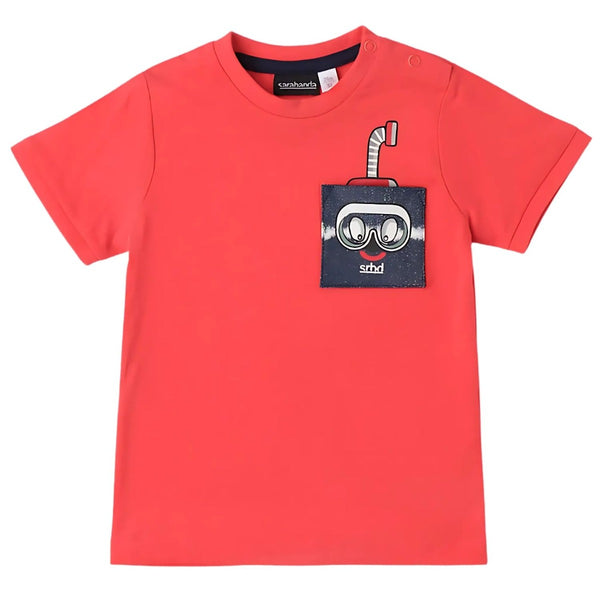 Boys Red Graphic-Print T-Shirts